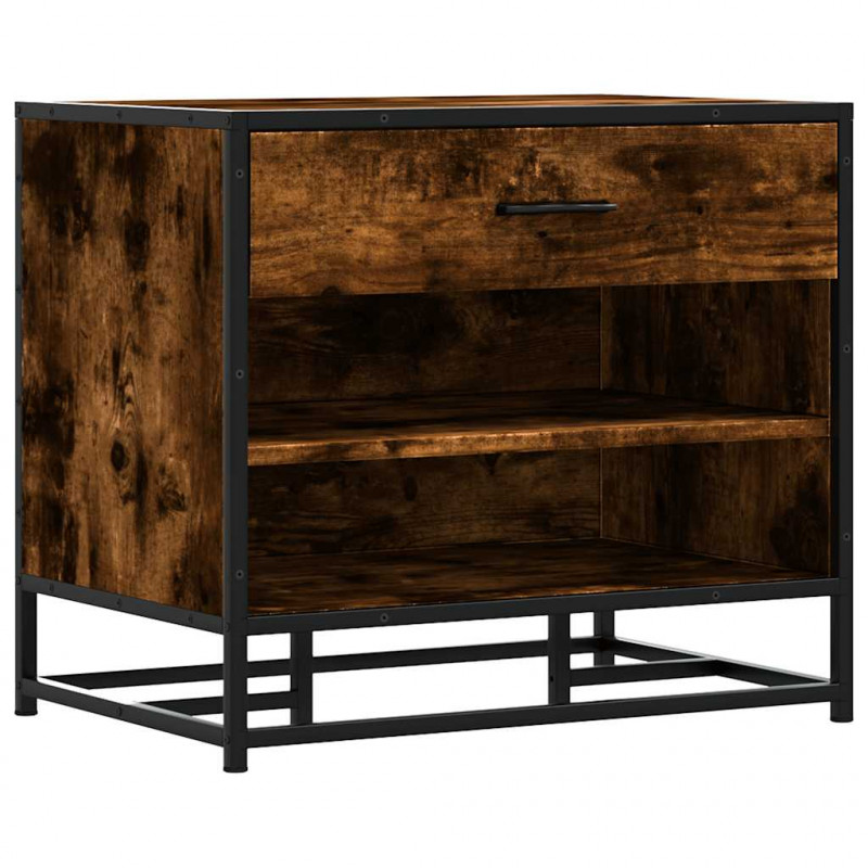 Ławka na buty Dąb wędzony 60x40x53,5 cm Drewno klejone i metal