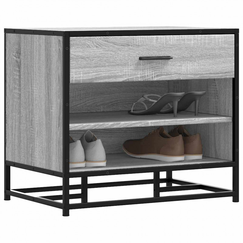 Ławka na buty Szara Sonoma 60x40x53,5 cm Drewno i metal