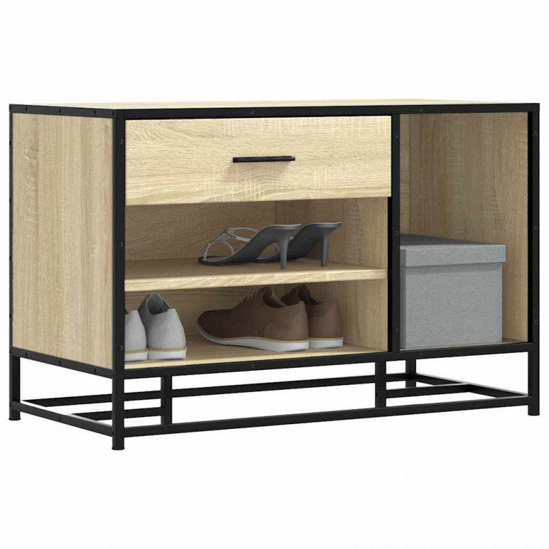 Ławka na buty Sonoma Oak 80x40x53,5 cm Drewno klejone i metal