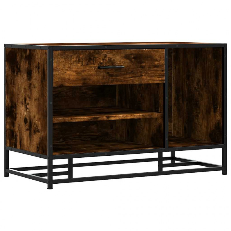 Ławka na buty Dąb wędzony 80x40x53,5 cm Drewno klejone i metal