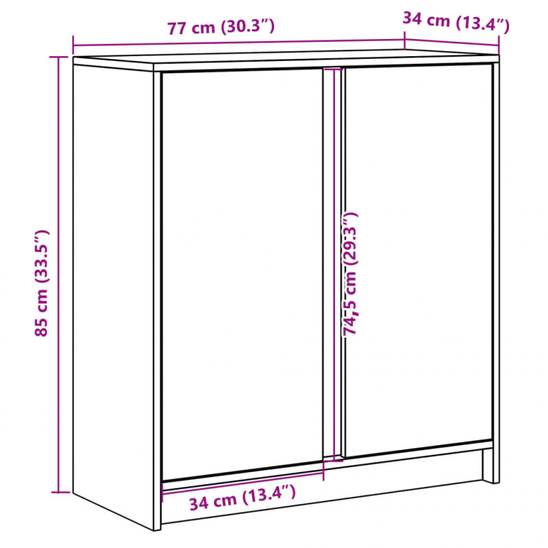 Szafka z LED, dąb sonoma, 77x34x85 cm, materiał drewnopochodny