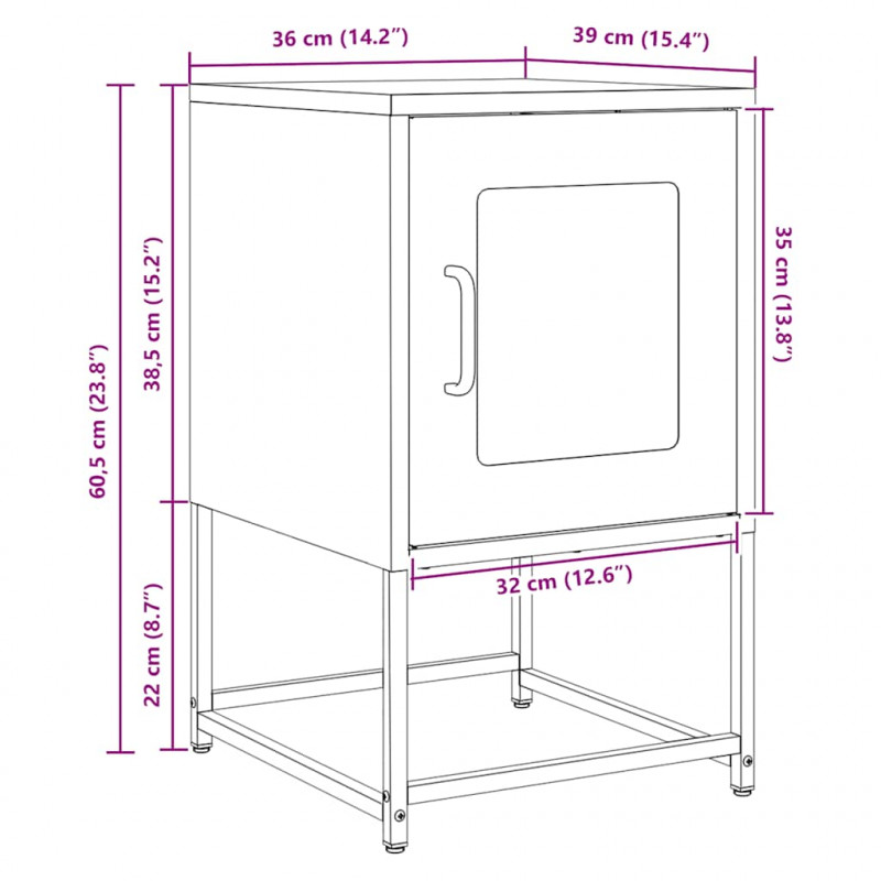 Szafka nocna Różowa 36x39x60,5 cm Stal walcowana na zimno