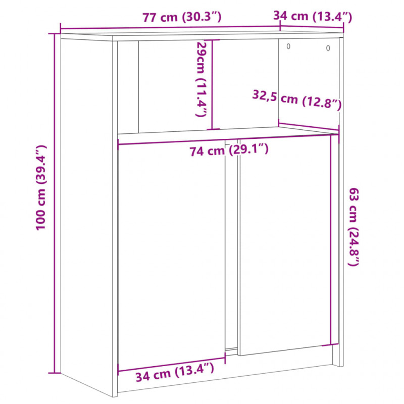 Szafka z LED, brązowy dąb, 77x34x100 cm