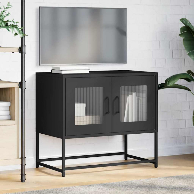 Szafka RTV, czarna, 68x39x60,5 cm, stal walcowana na zimno