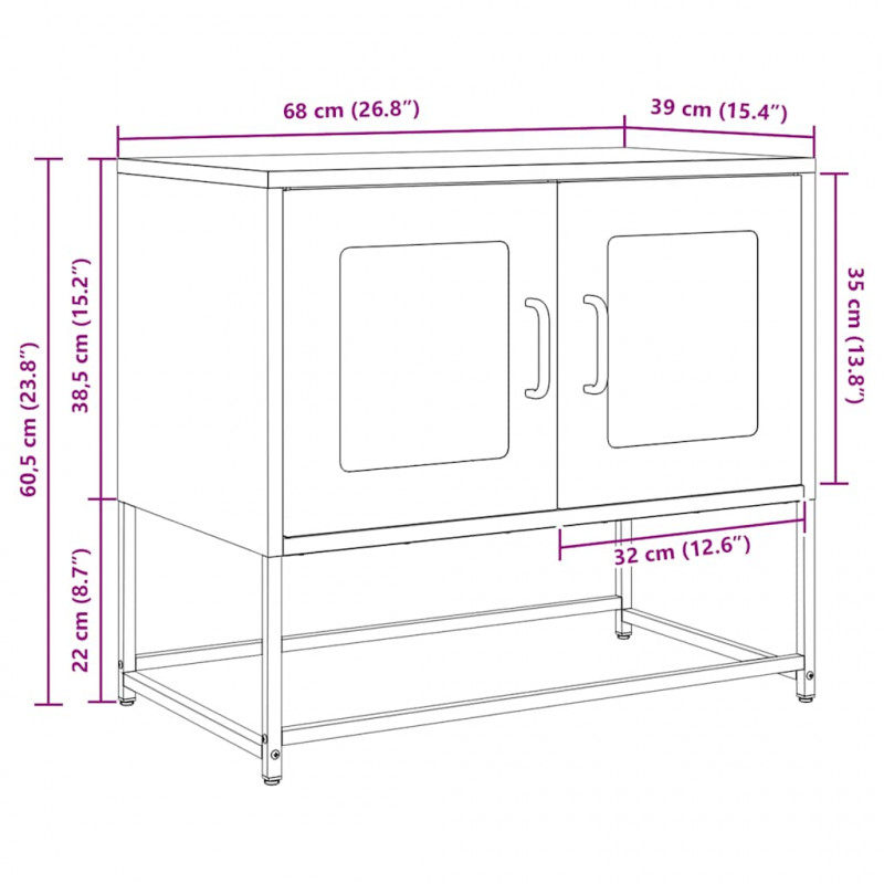 Szafka RTV, czarna, 68x39x60,5 cm, stal walcowana na zimno