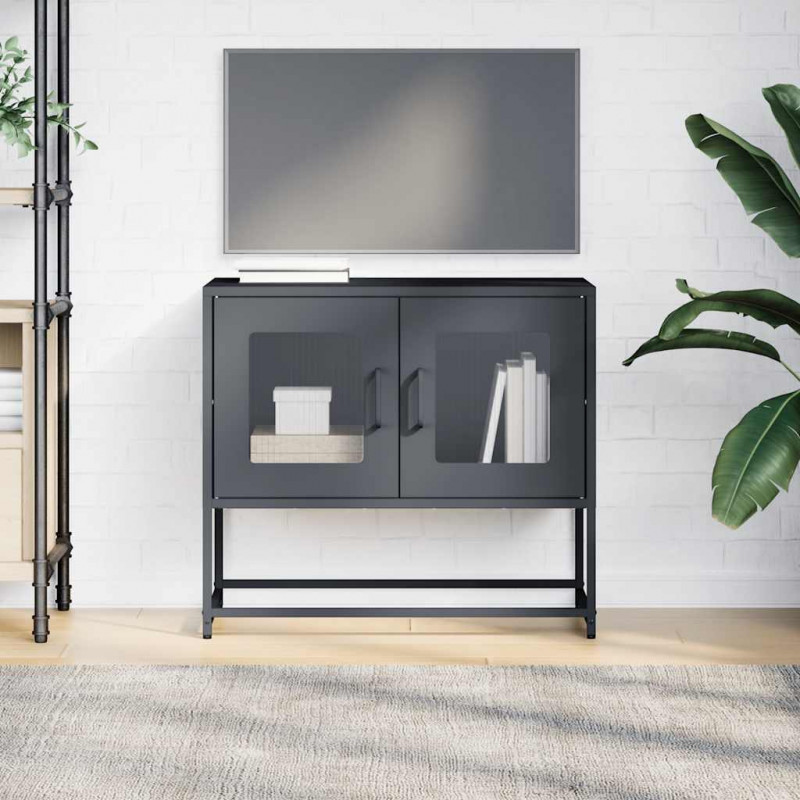 Szafka RTV, czarna, 68x39x60,5 cm, stal walcowana na zimno