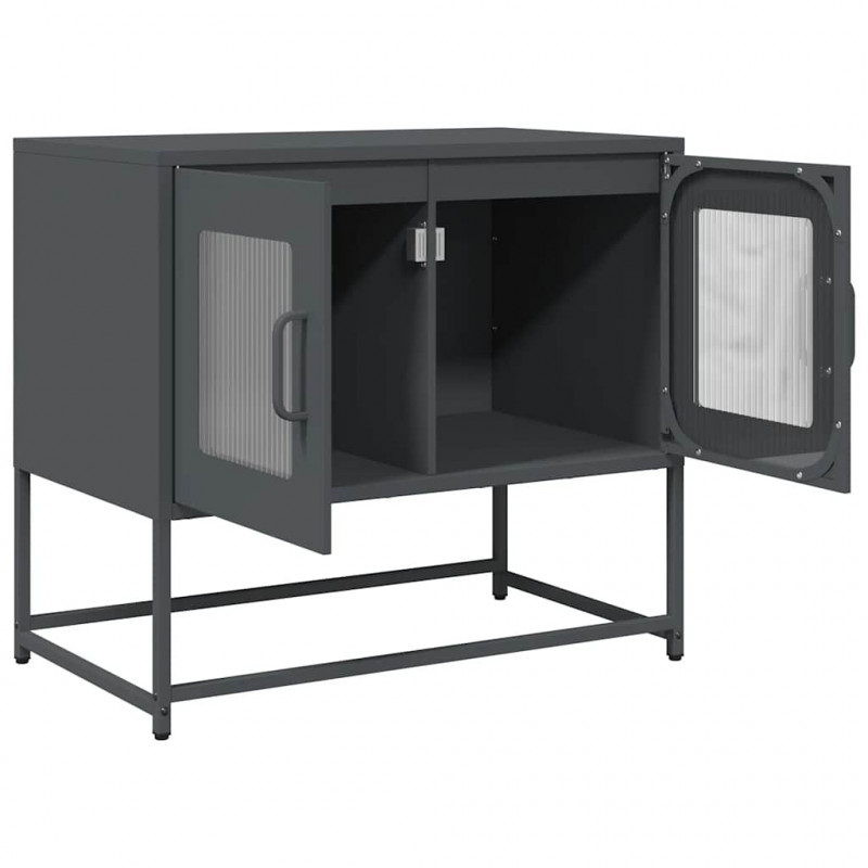 Szafka RTV, czarna, 68x39x60,5 cm, stal walcowana na zimno