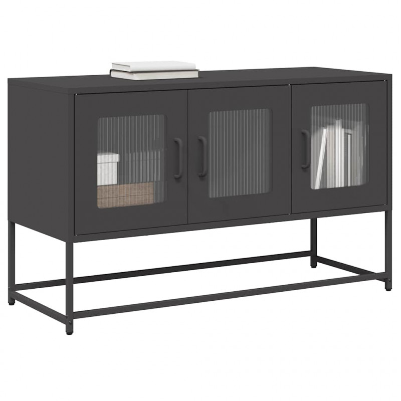 Szafka RTV, czarna, 100,5x39x60,5 cm, stal walcowana na zimno