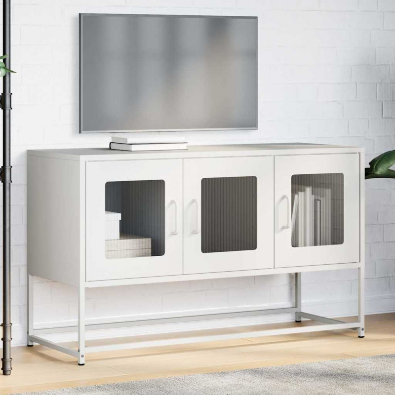 Szafka RTV, biała, 100,5x39x60,5 cm, stal walcowana na zimno