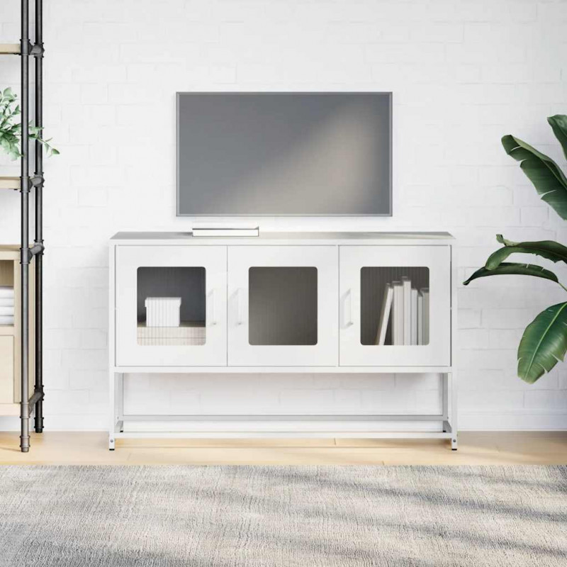 Szafka RTV, biała, 100,5x39x60,5 cm, stal walcowana na zimno