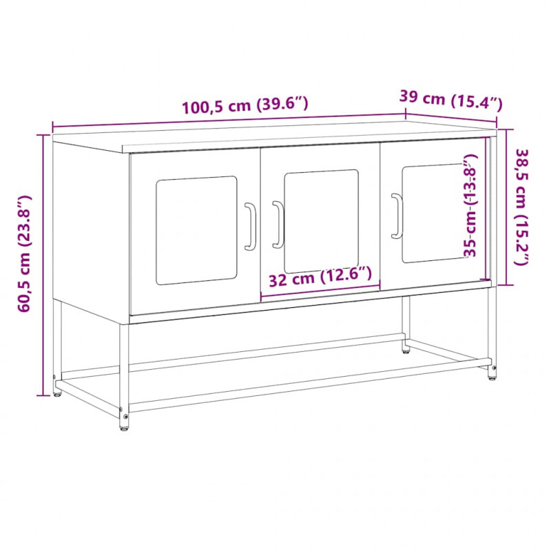 Szafka RTV, biała, 100,5x39x60,5 cm, stal walcowana na zimno