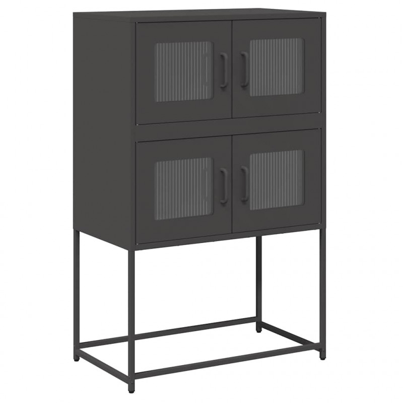 Komoda wysoka czarna 68x39x107 cm stalowa