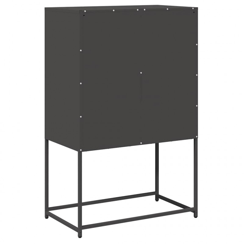 Komoda wysoka czarna 68x39x107 cm stalowa