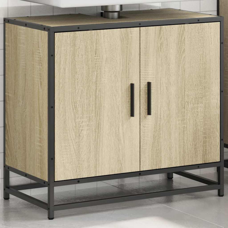 Szafka pod umywalkę łazienkową Sonoma Oak 65x33x60 cm Drewno klejone