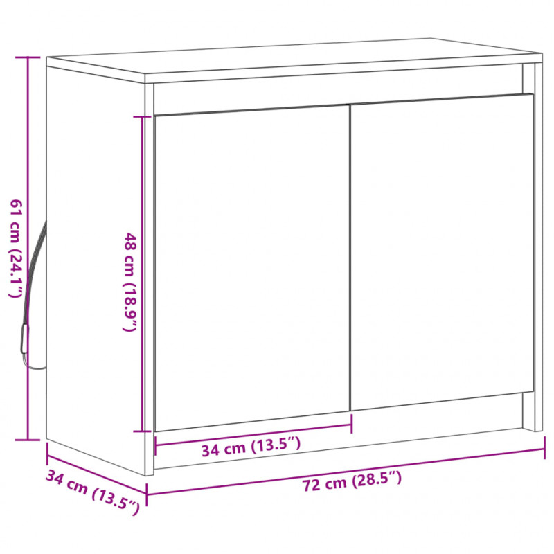 Szafka z LED, brązowy dąb, 72x34x61 cm, materiał drewnopochodny