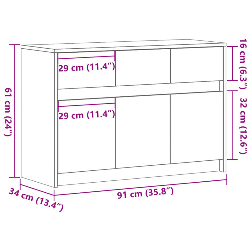Szafka TV z LED, dąb sonoma, 91x34x61 cm