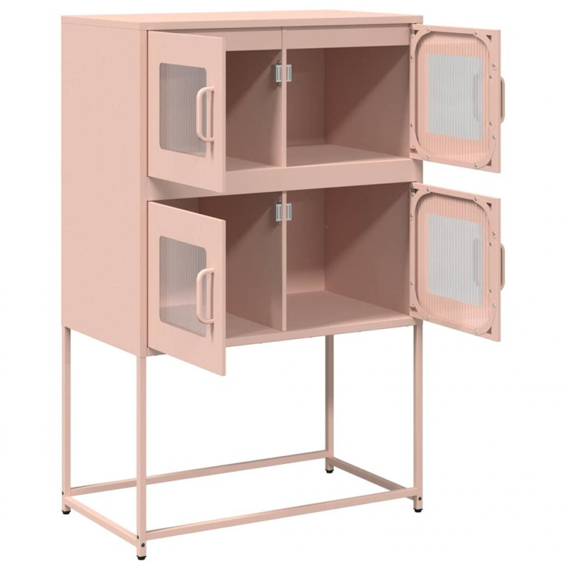 Komoda wysoka różowa 68x39x107 cm stalowa