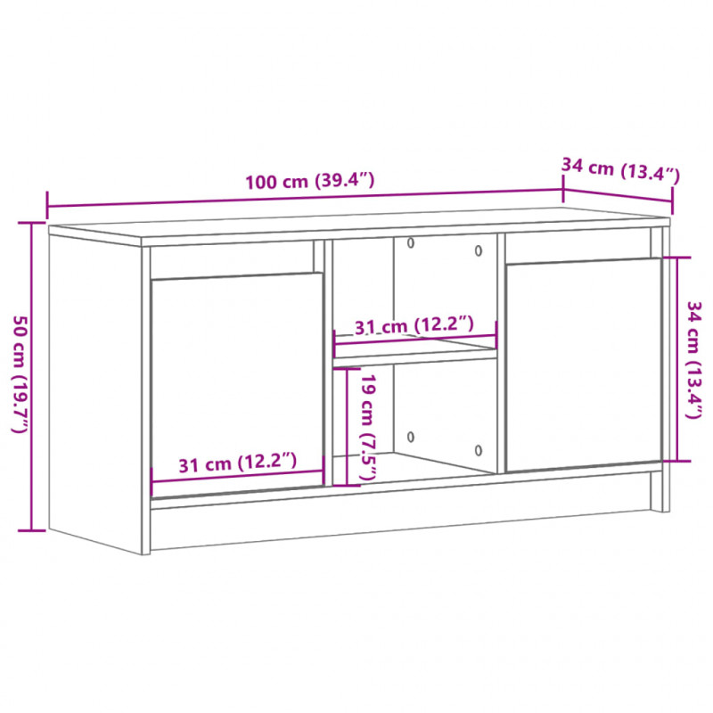Szafka TV z LED, czarna, 100x34x50 cm, materiał drewnopochodny