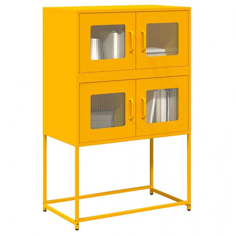 Komoda wysoka Musztardowo-żółta 68x39x107 cm Stal