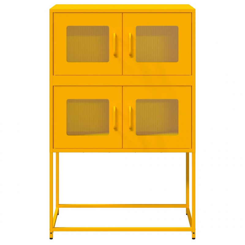 Komoda wysoka Musztardowo-żółta 68x39x107 cm Stal