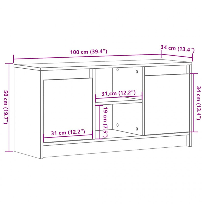 Szafka pod TV z LED, szarość betonu, 100x34x50 cm
