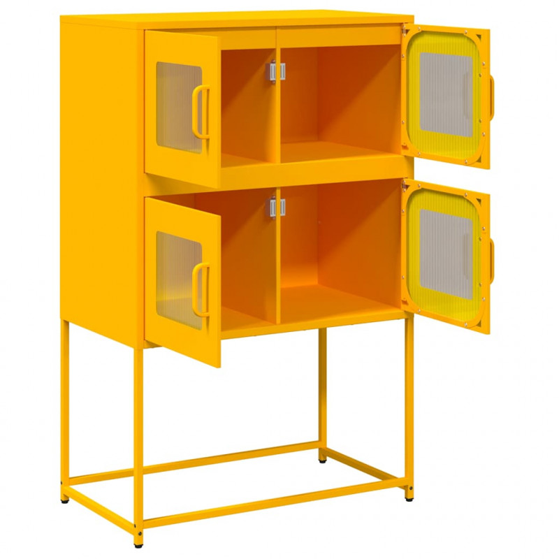 Komoda wysoka Musztardowo-żółta 68x39x107 cm Stal