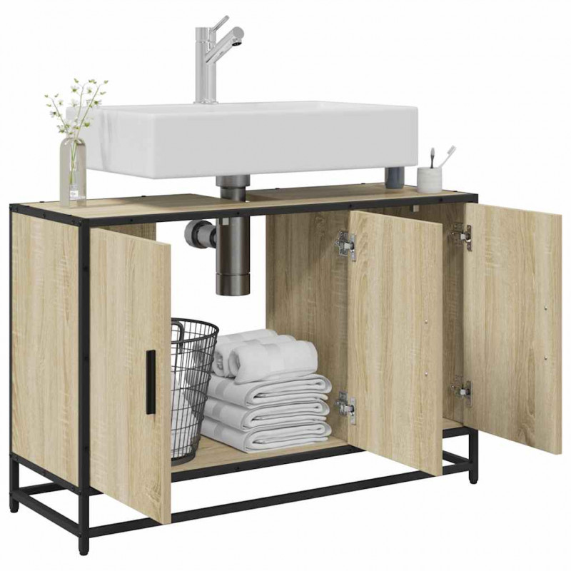 Szafka pod umywalkę łazienkową Sonoma Oak 90x33x60 cm Drewno klejone
