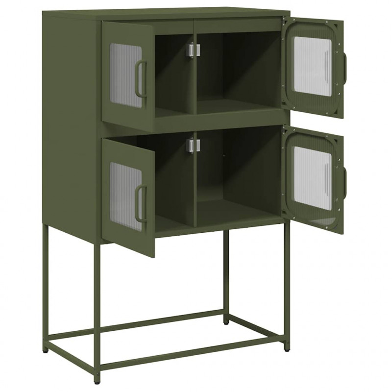Komoda Oliwkowo-zielona 68x39x107 cm Stal