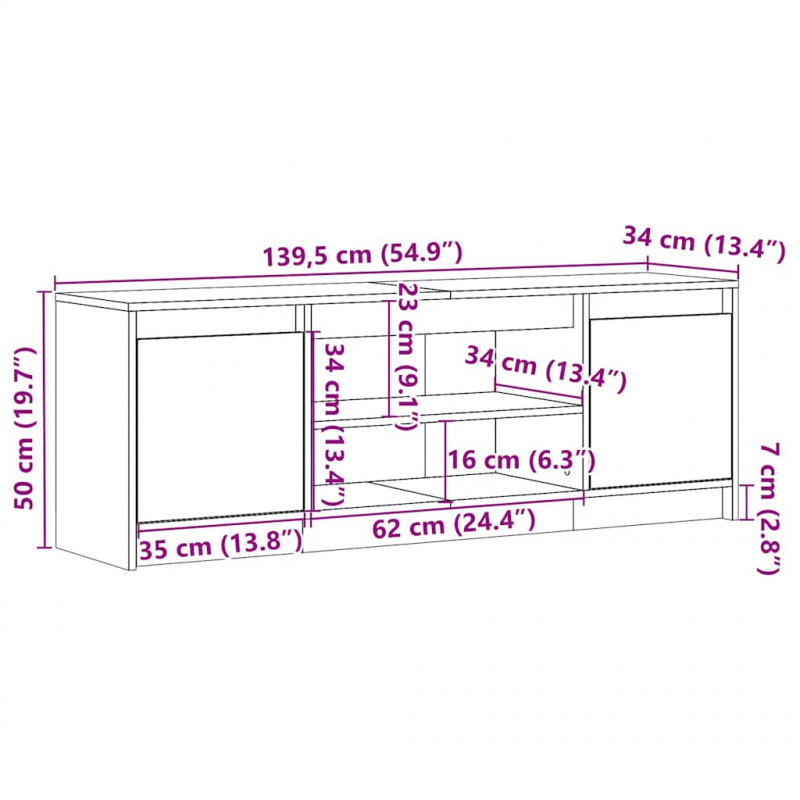 Szafka TV z LED, czarna, 139,5x34x50cm, materiał drewnopochodny