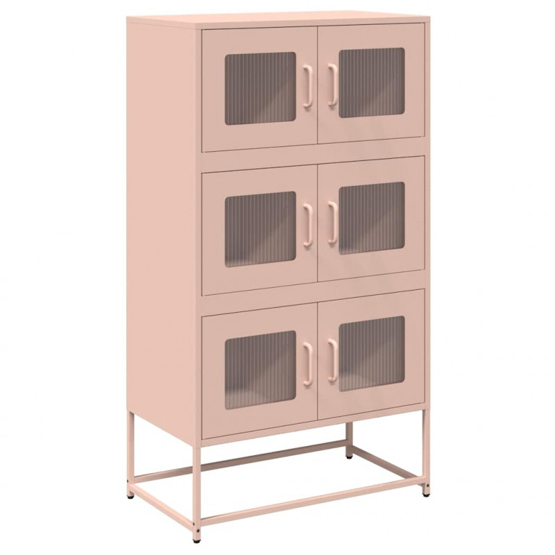 Komoda wysoka różowa 68x39x123 cm stalowa