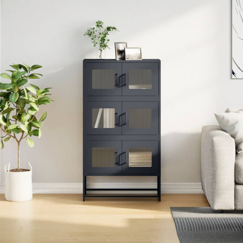 Komoda wysoka Antracyt 68x39x123 cm Stal