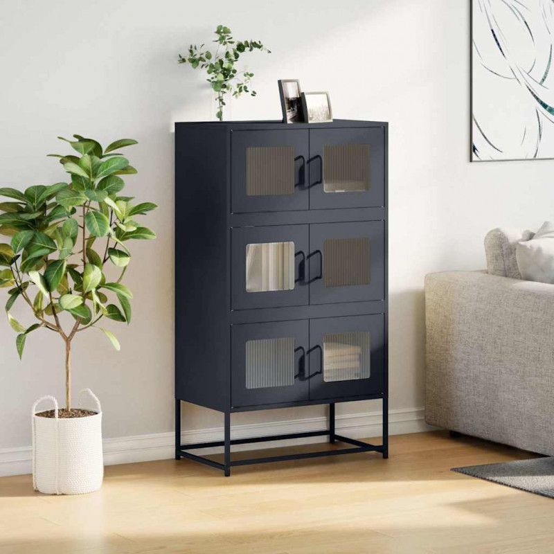Komoda wysoka Antracyt 68x39x123 cm Stal