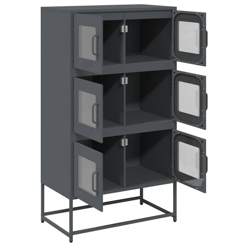 Komoda wysoka Antracyt 68x39x123 cm Stal