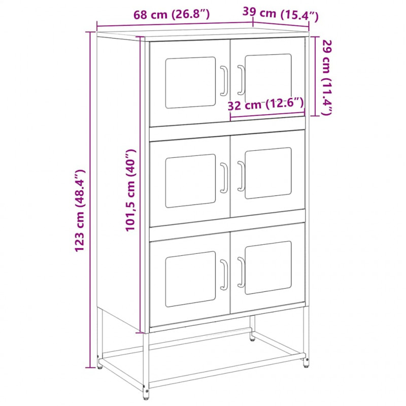 Komoda wysoka Antracyt 68x39x123 cm Stal