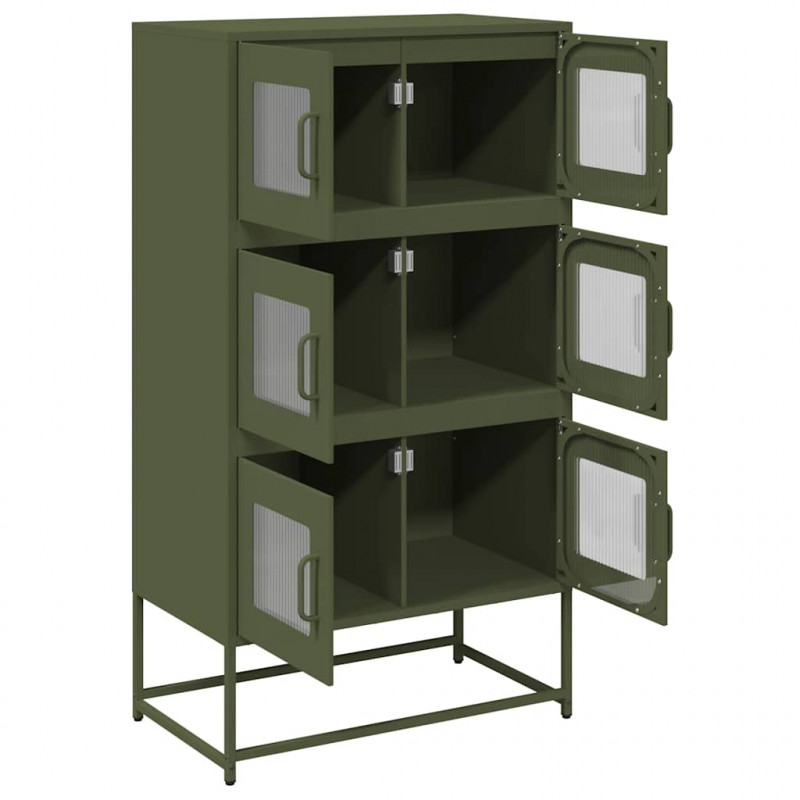 Komoda Oliwkowo-zielona 68x39x123 cm Stal