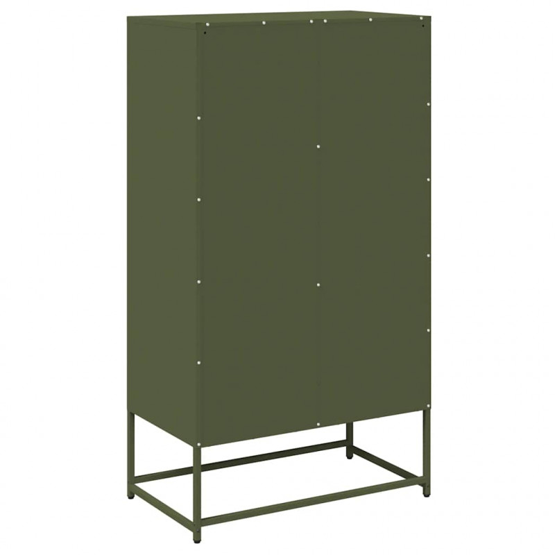 Komoda Oliwkowo-zielona 68x39x123 cm Stal