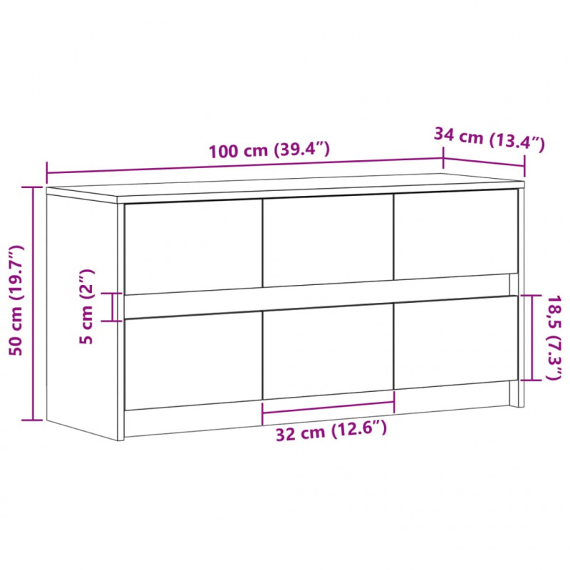 Szafka pod TV z LED, przydymiony dąb, 100x34x50 cm