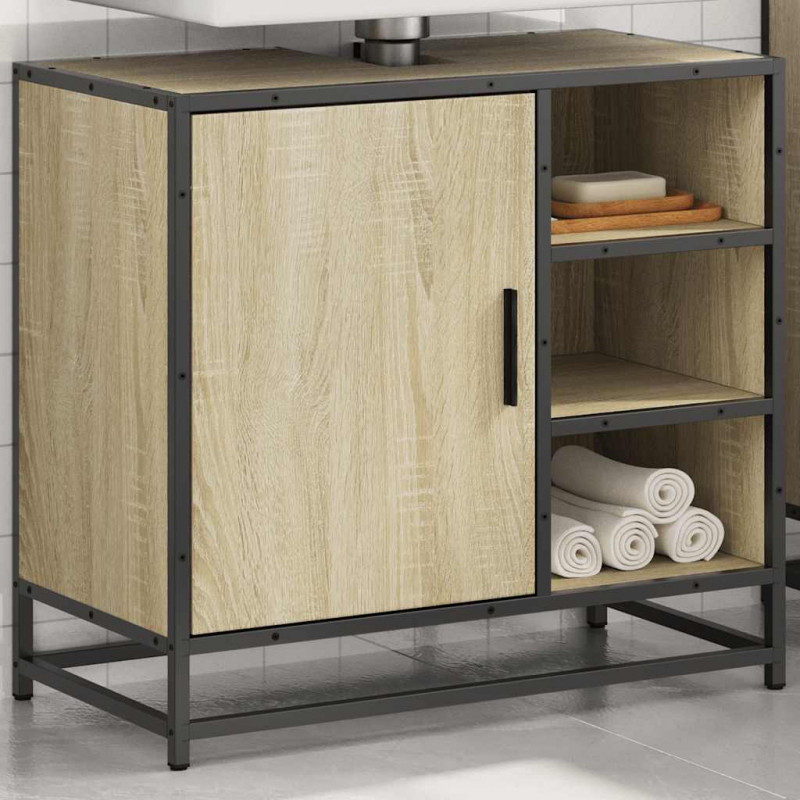Szafka pod umywalkę łazienkową Sonoma Oak 65x33x60 cm Drewno klejone