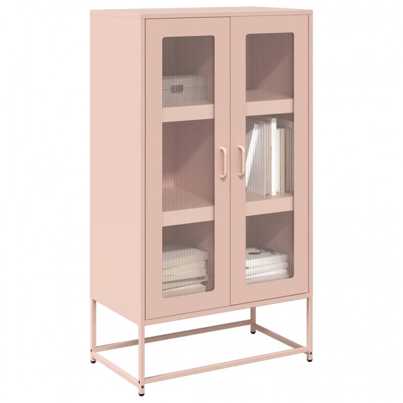 Komoda wysoka różowa 68x39x123 cm stalowa
