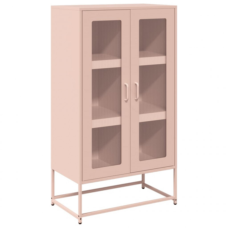 Komoda wysoka różowa 68x39x123 cm stalowa