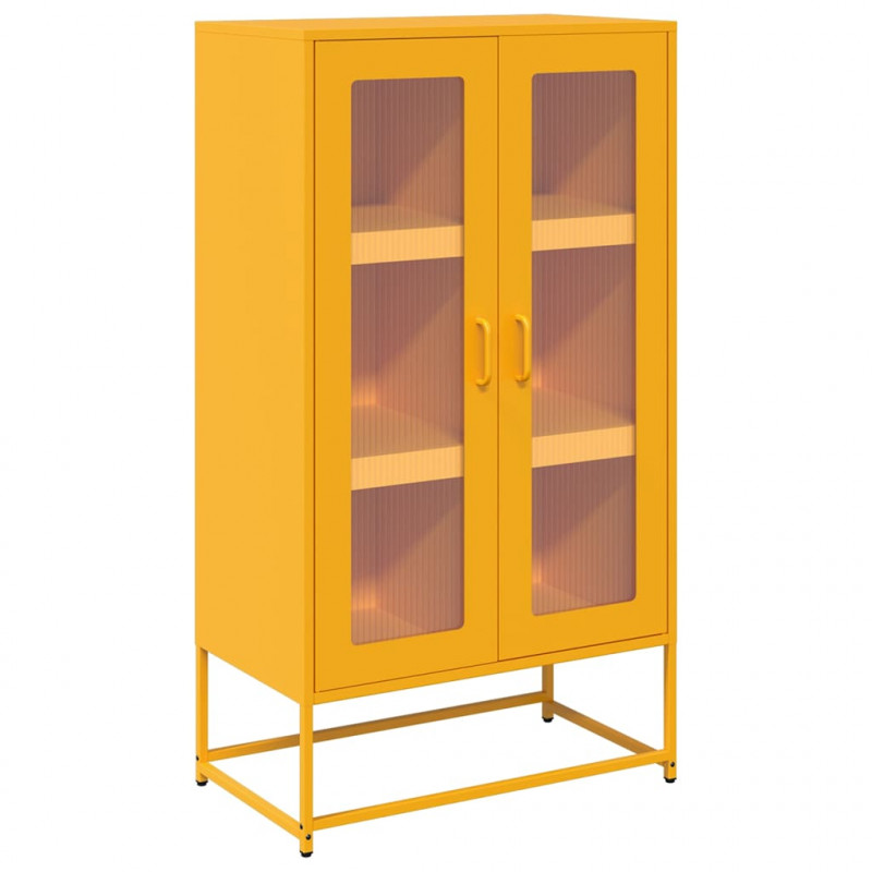 Komoda wysoka Musztardowo-żółta 68x39x123 cm Stal