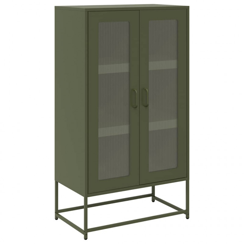 Komoda Oliwkowo-zielona 68x39x123 cm Stal