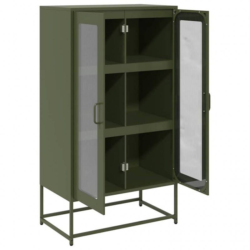 Komoda Oliwkowo-zielona 68x39x123 cm Stal