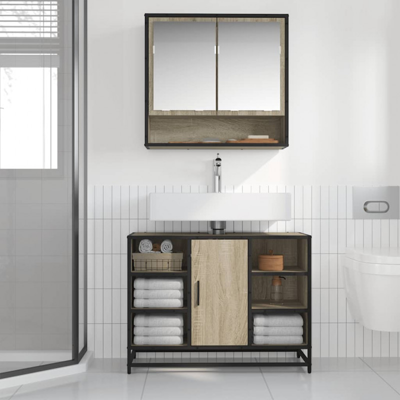 Szafka pod umywalkę łazienkową Sonoma Oak 80x33x60 cm Drewno klejone