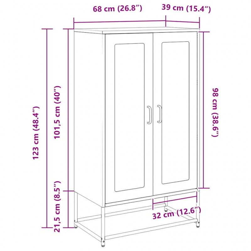 Komoda biała 68x39x123 cm stal