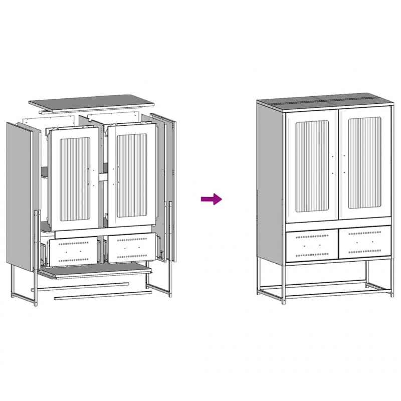 Szafka, czarna, 68x39x111,5 cm, stal