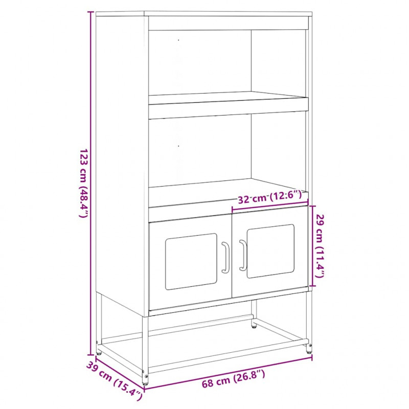 Szafka, czarna, 68x39x123 cm, stal