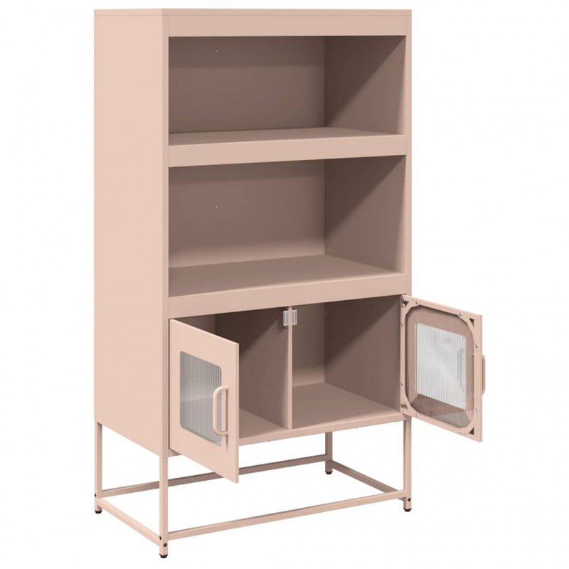 Komoda wysoka różowa 68x39x123 cm stalowa