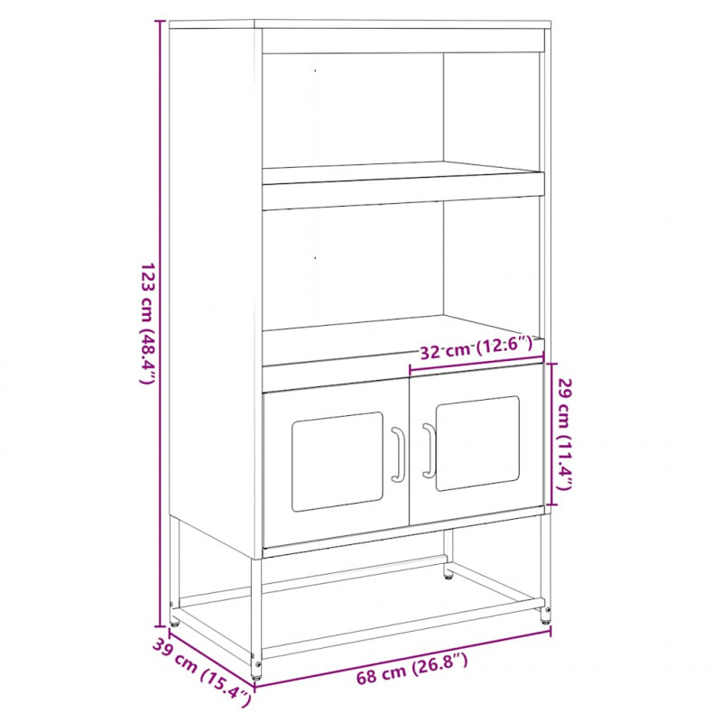 Komoda wysoka Antracyt 68x39x123 cm Stal