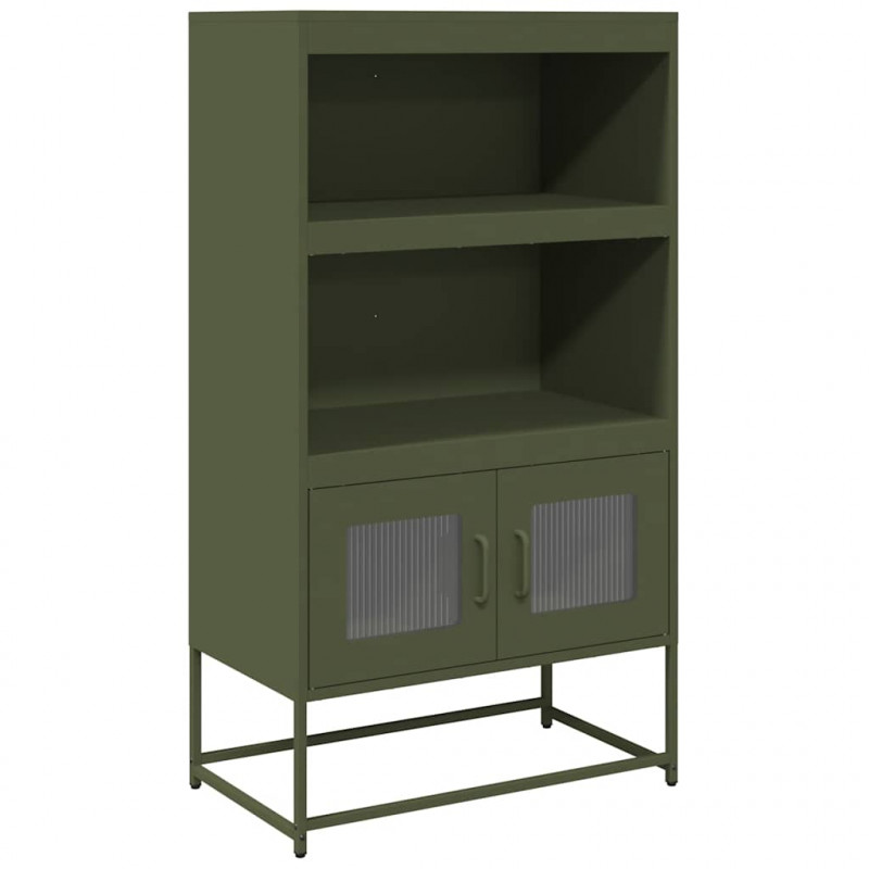 Komoda Oliwkowo-zielona 68x39x123 cm Stal